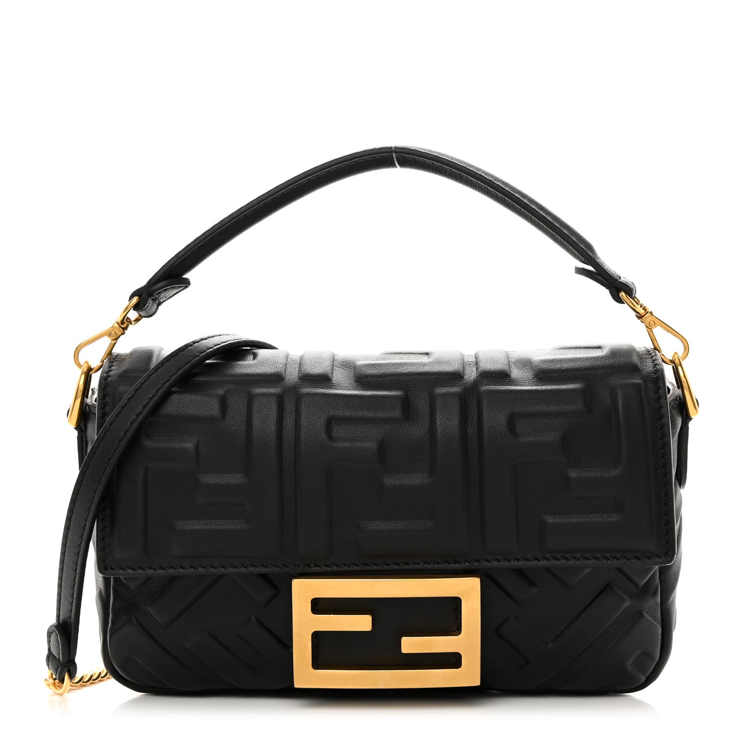 Fendi Nappa FF 1974 Embossed Mini Baguette Black 1 of 11