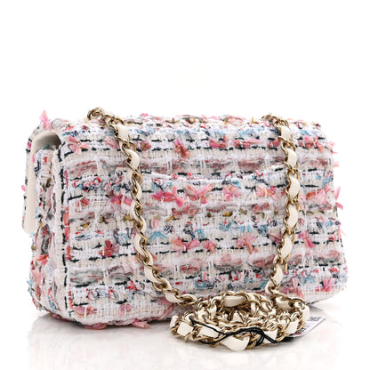 Chanel Tweed Quilted Mini Rectangular Flap Ecru Pink Blue Green 4 of 11