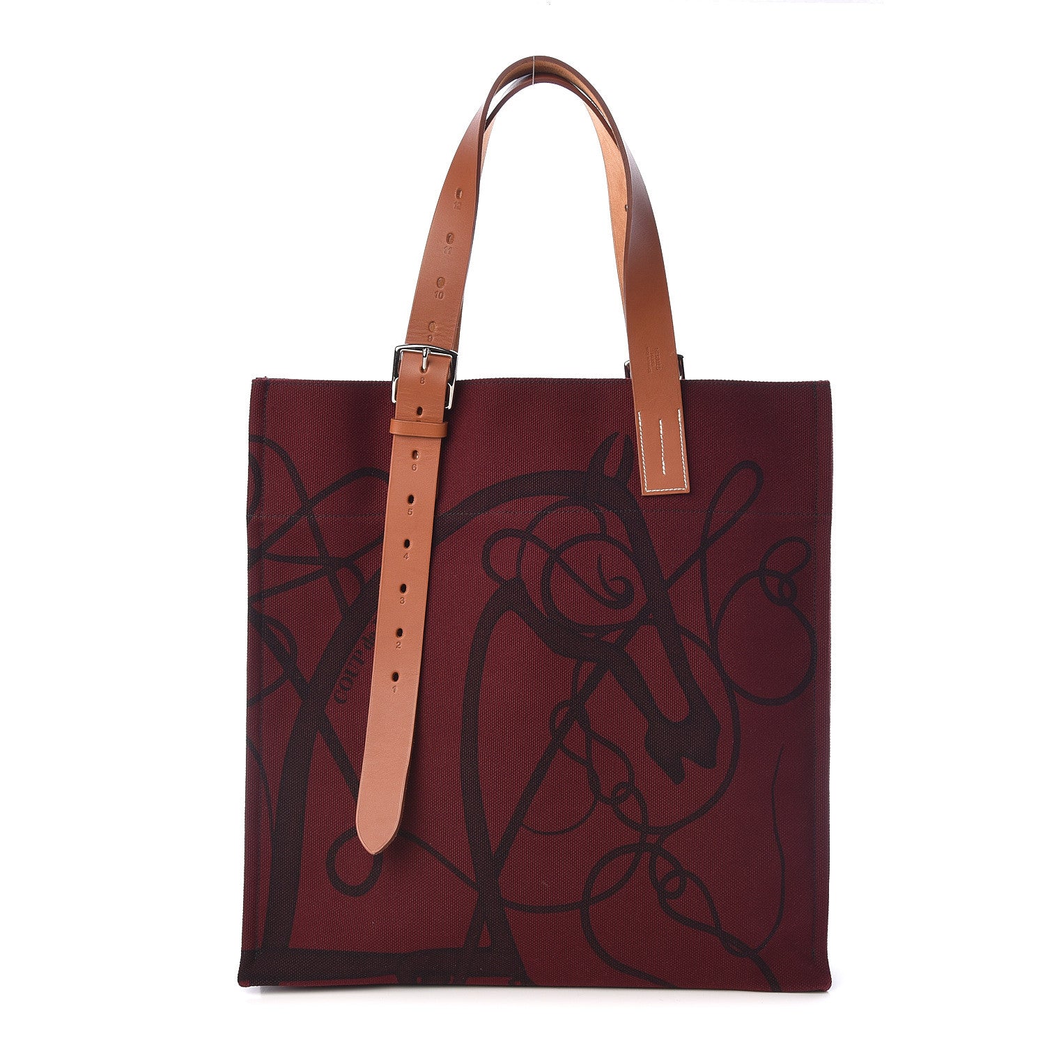 Hermes Canvas Calfskin Etriviere Coup De Fouet Shopping Tote 1 of 8