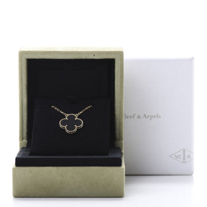 Van Cleef & Arpels 18K Yellow Gold Black Onyx Vintage Alhambra Pendant Necklace 6 of 6