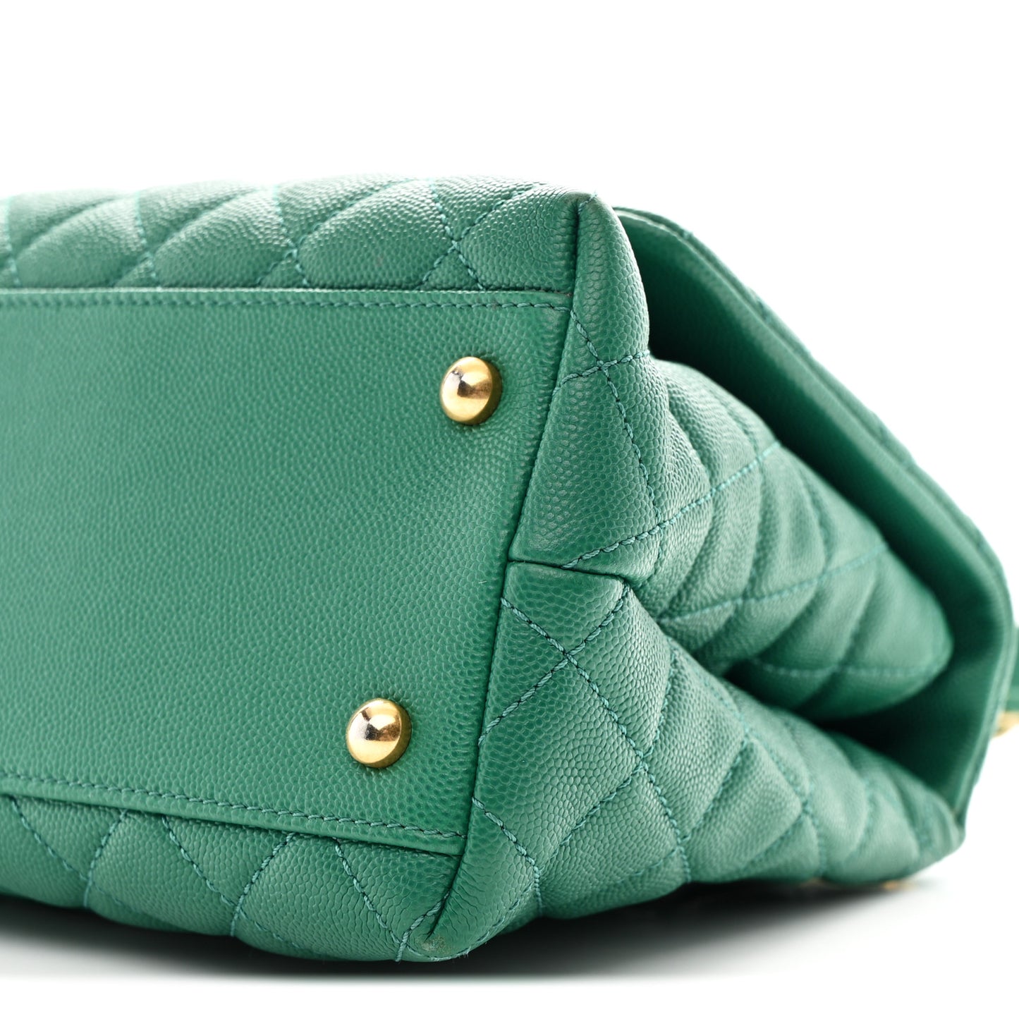 Caviar Quilted Small Coco Handle Flap Green