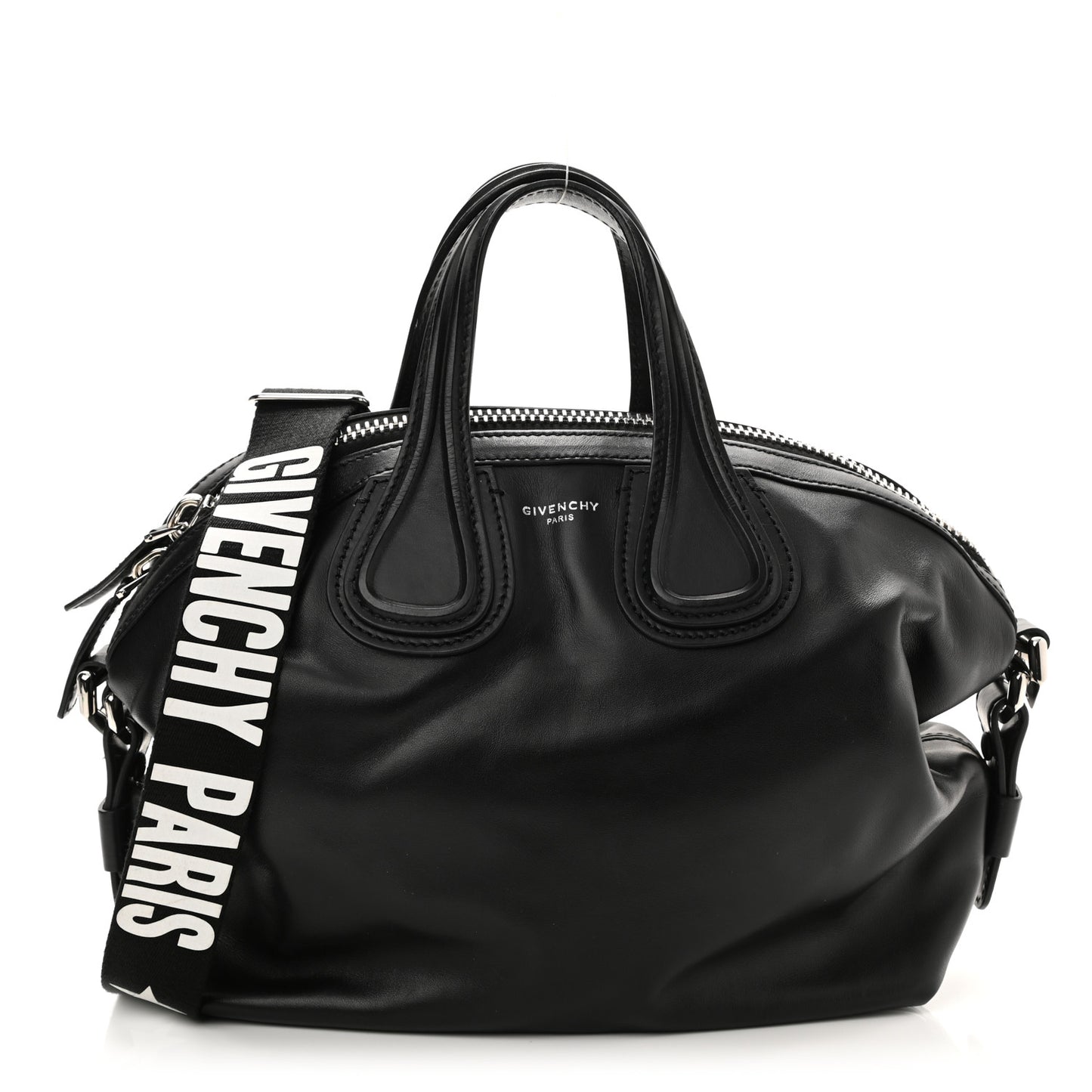 Waxed Calfskin Small Nightingale Logo Strap Black