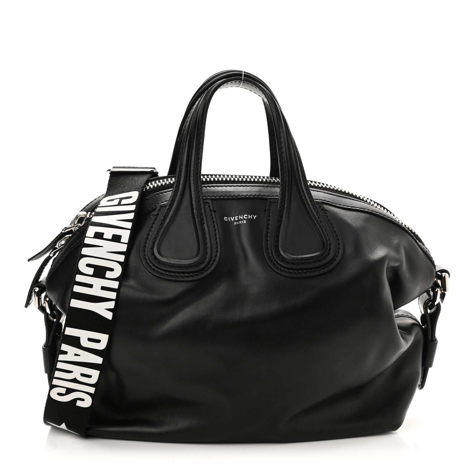 Givenchy Waxed Calfskin Small Nightingale Logo Strap Black 1 of 9