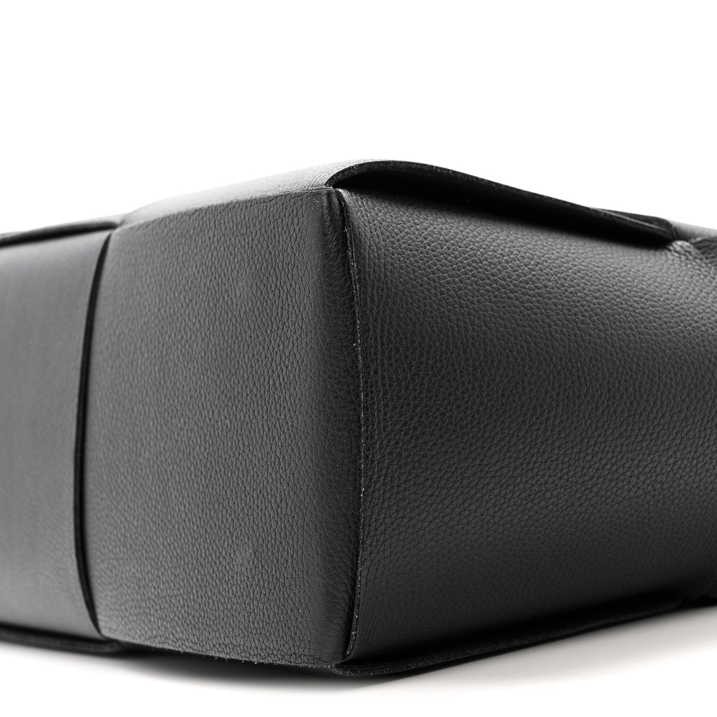 Grained Calfskin Maxi Intrecciato Medium Arco Tote Black