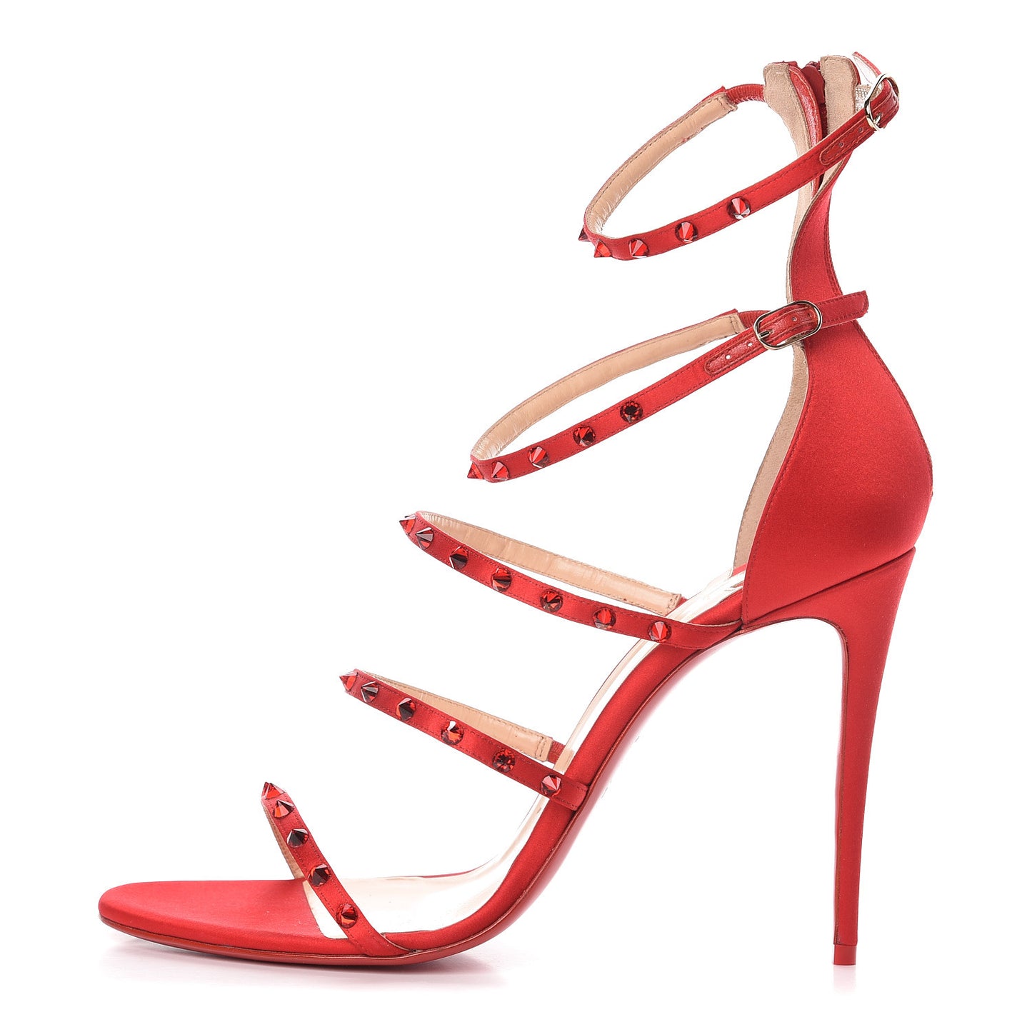 Crepe Satin Crystal Spikes Forever KST Sandal 41 Version Loubi