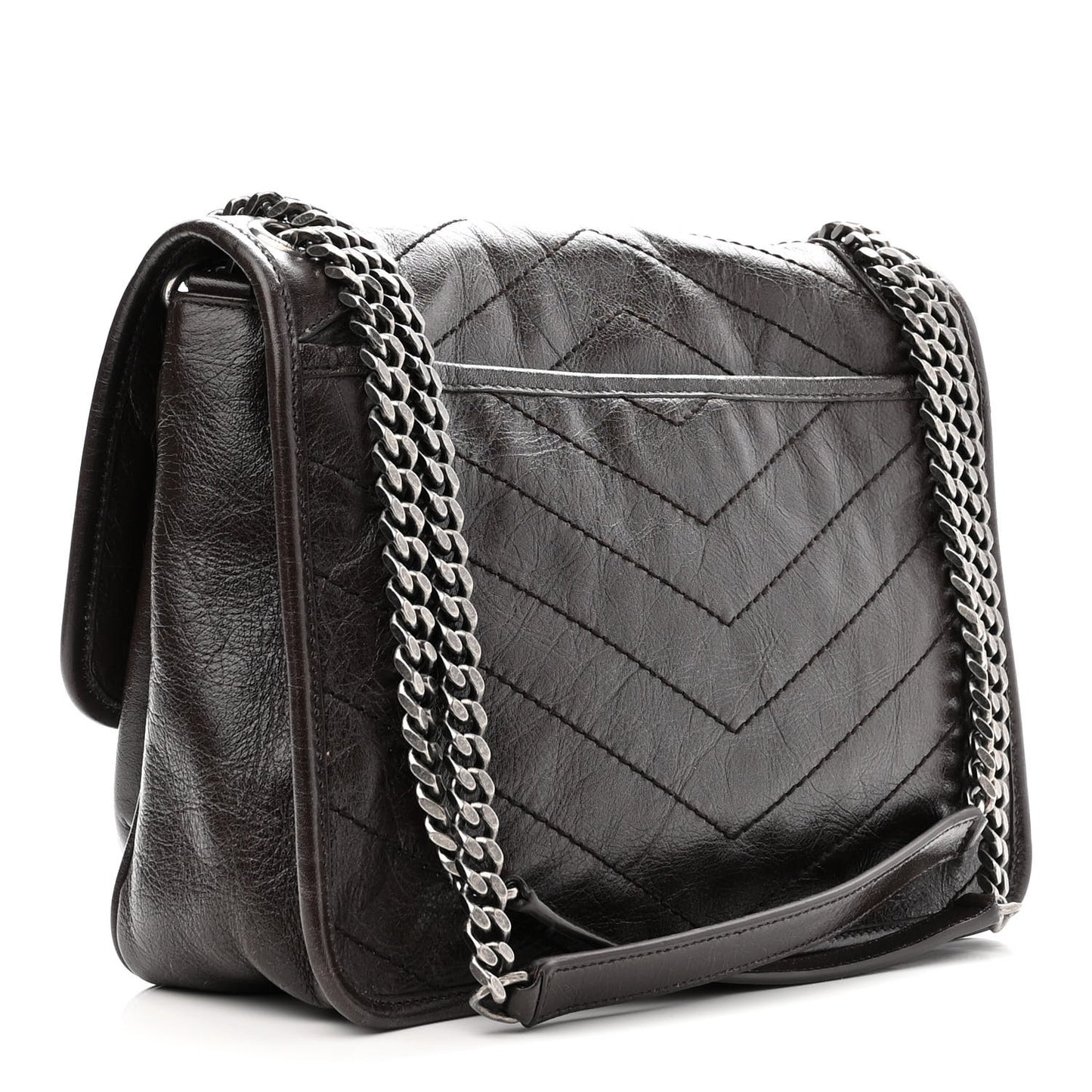 Crinkled Calfskin Matelasse Monogram Medium Niki Chain Satchel Tulip