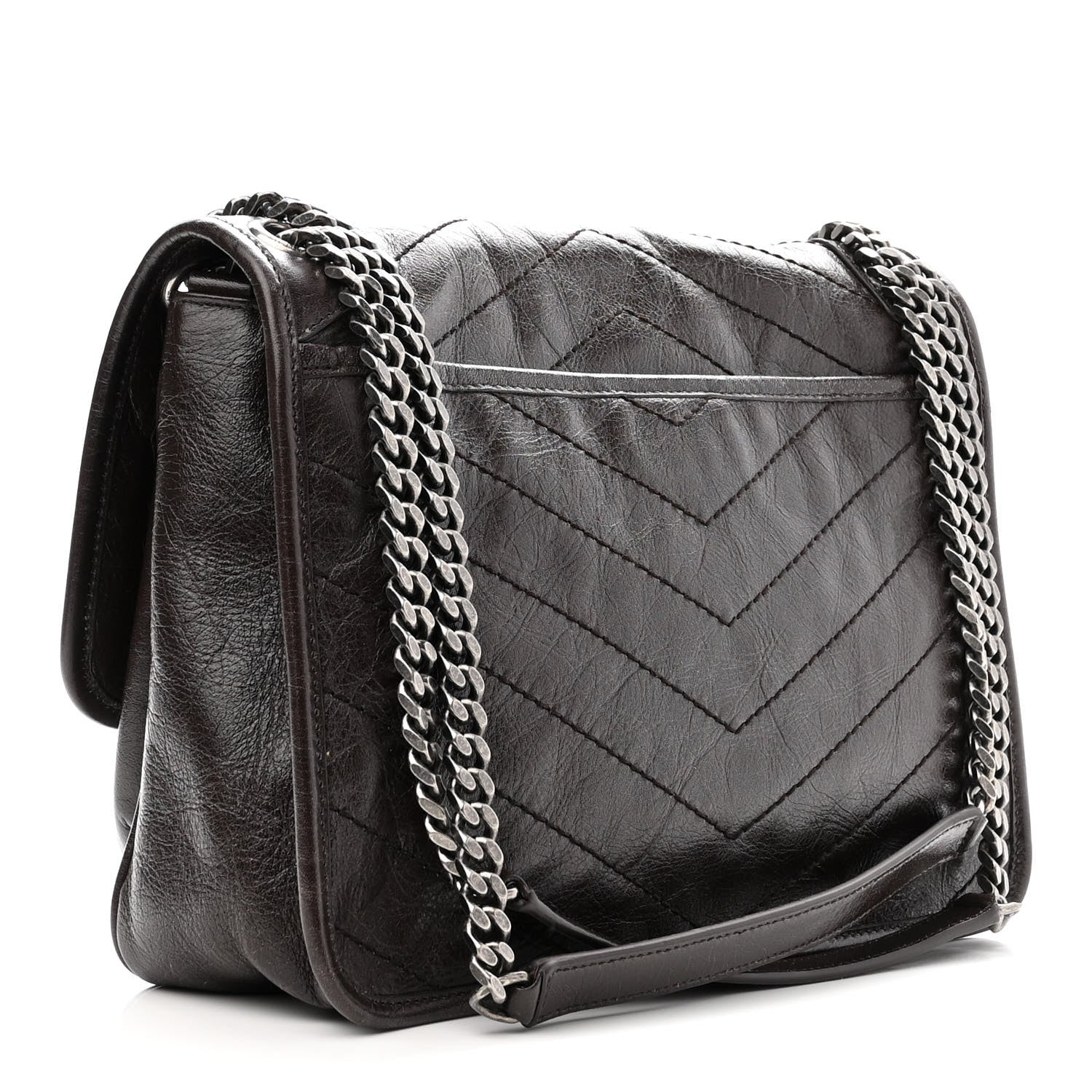 Saint Laurent Crinkled Calfskin Matelasse Monogram Medium Niki Chain Satchel Tulip 3 of 10
