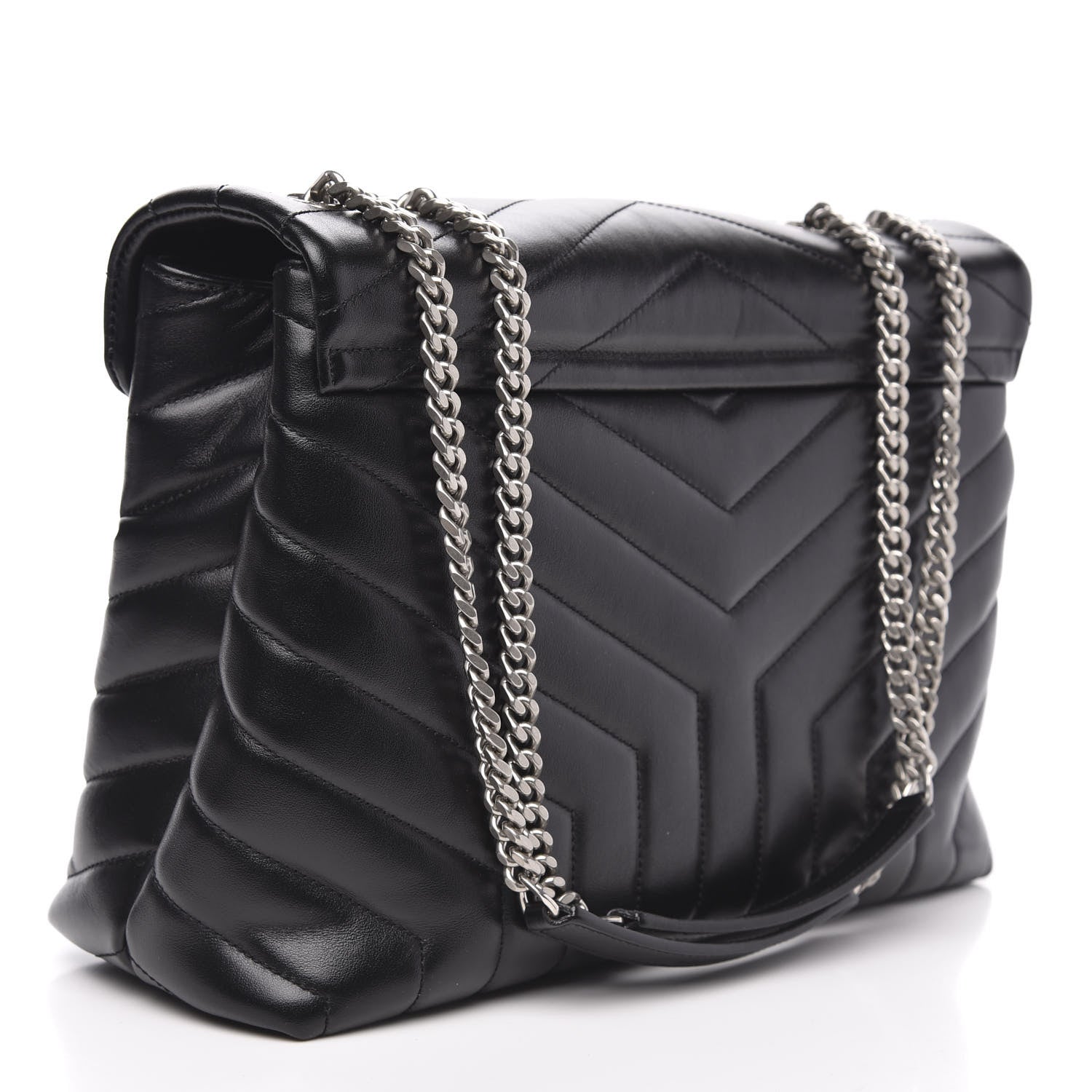 Saint Laurent Calfskin Y Quilted Monogram Medium Loulou Chain Satchel Black 3 of 10