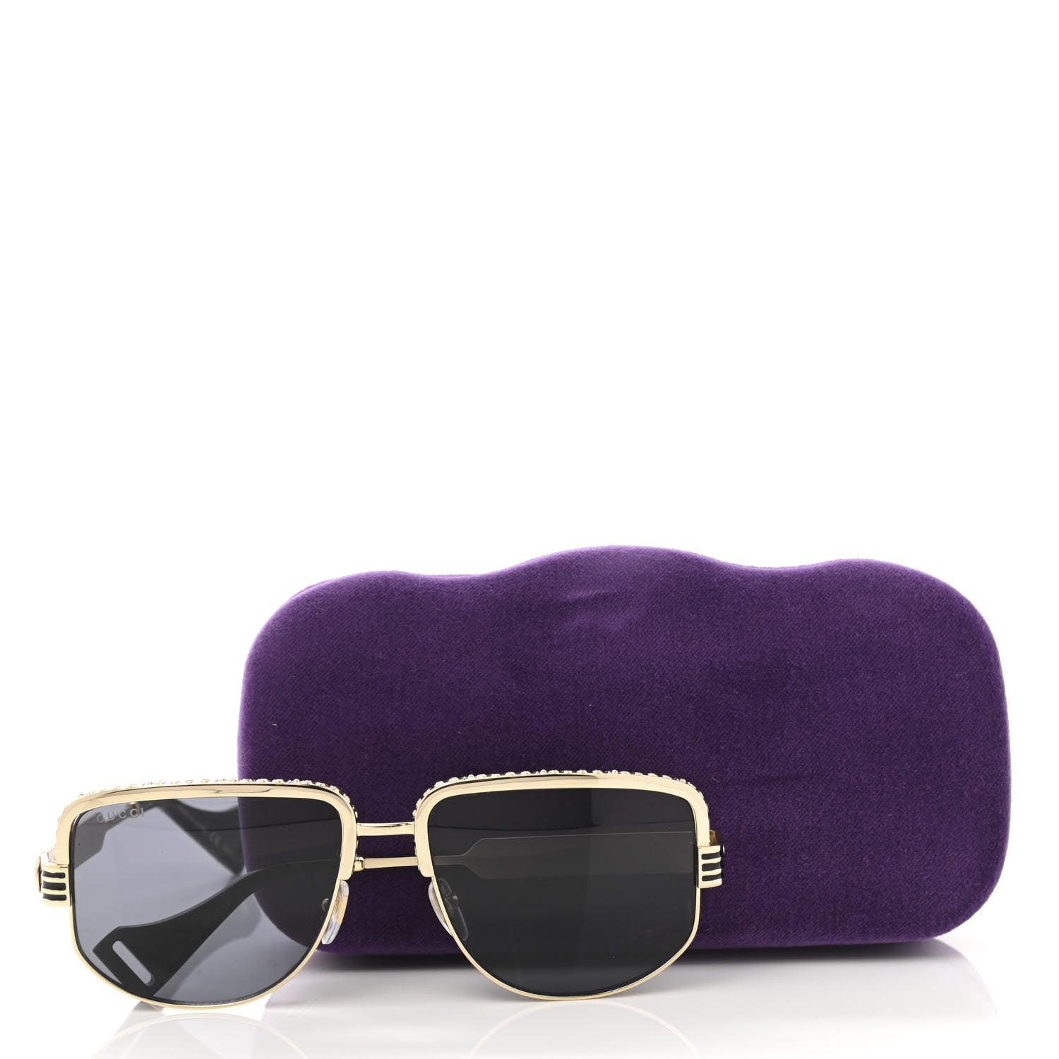 Gucci Squared Aviator Sunglasses GG0585S Gold Grey 10 of 10