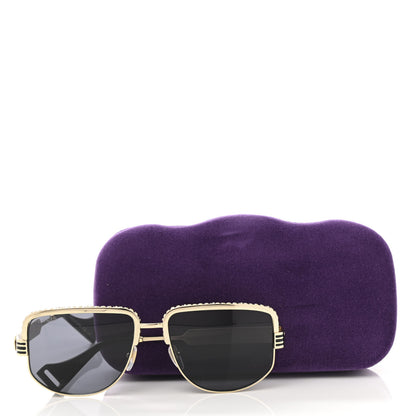 Gucci Squared Aviator Sunglasses GG0585S Gold Grey 10 of 10