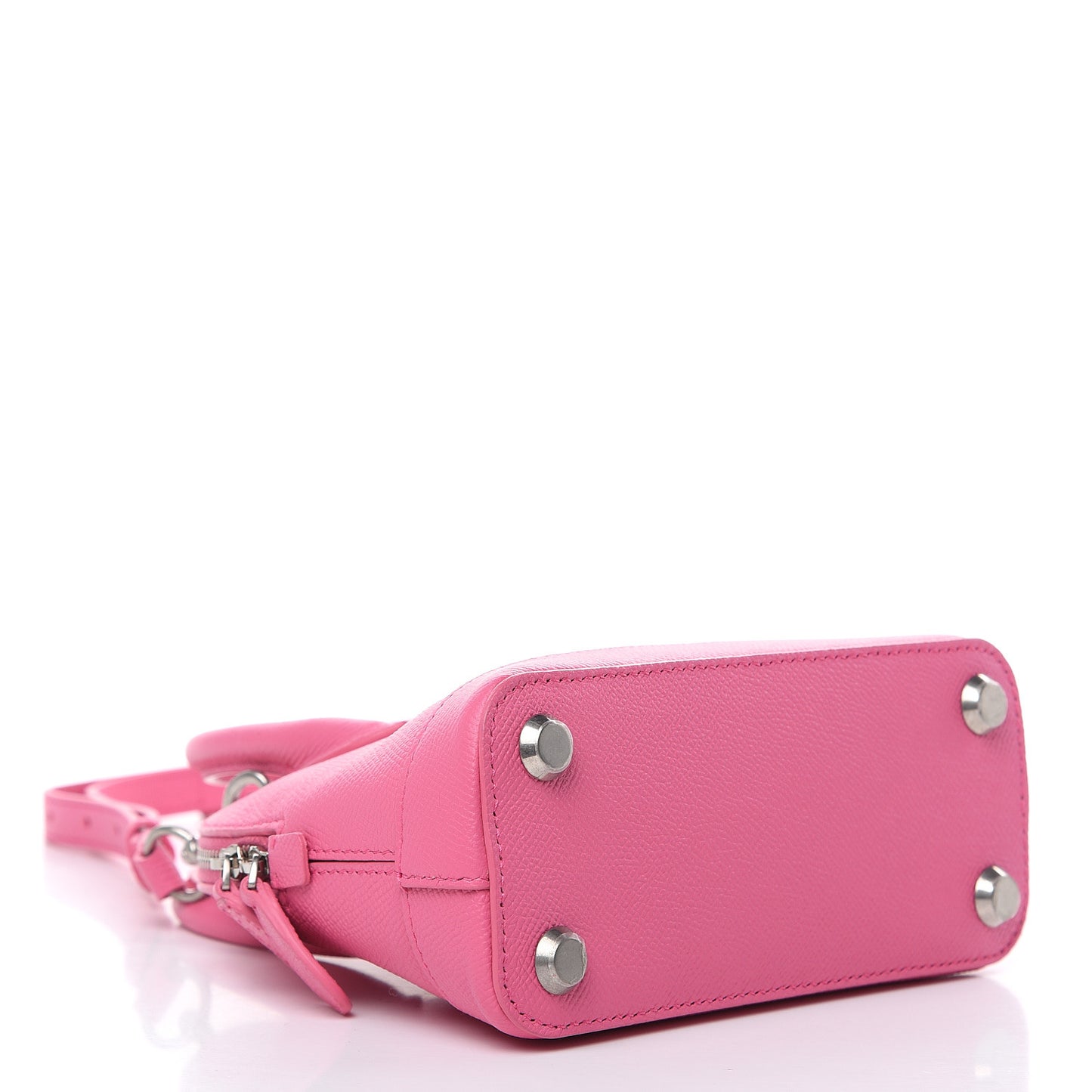 Signature Grained Calfskin Logo XXS Ville Top Handle Bag Rose Bubblegum Black