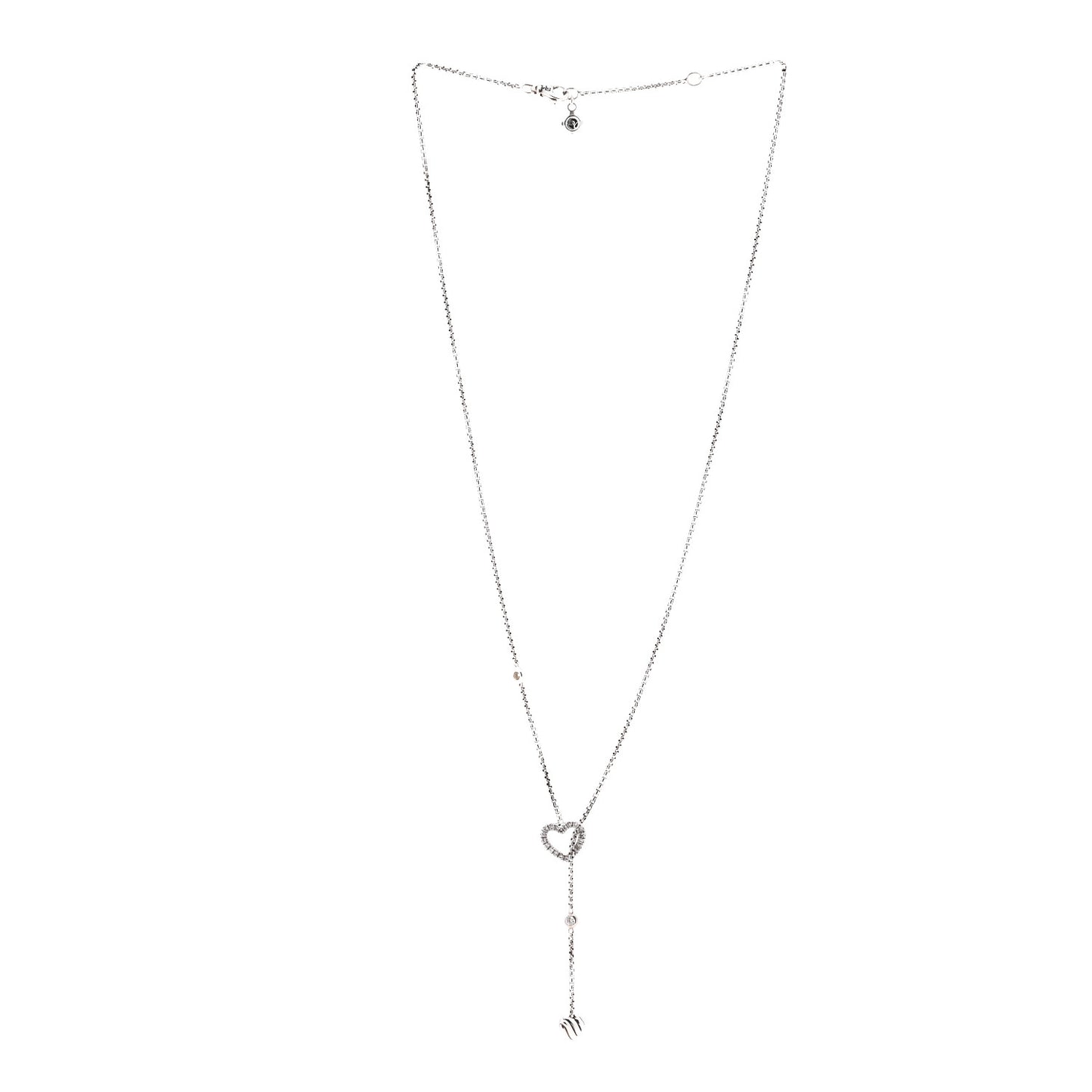 Sterling Silver Diamond Cable Heart Y Necklace
