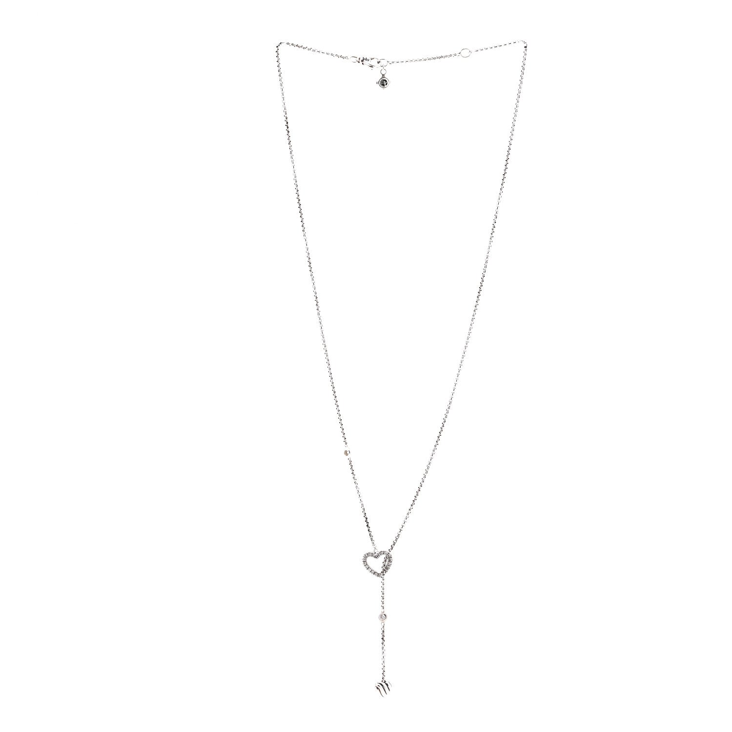 David Yurman Sterling Silver Diamond Cable Heart Y Necklace 3 of 5