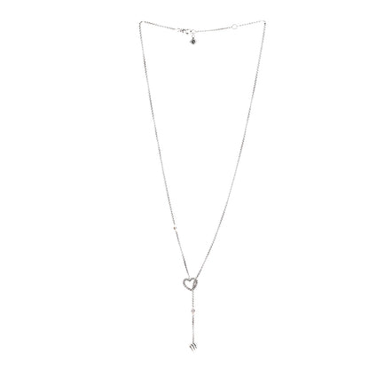 David Yurman Sterling Silver Diamond Cable Heart Y Necklace 3 of 5
