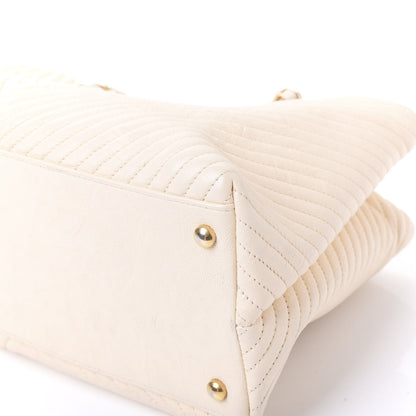 Chanel Wrinkled Lambskin Chevron Quilted Surpique Tote White 8 of 11