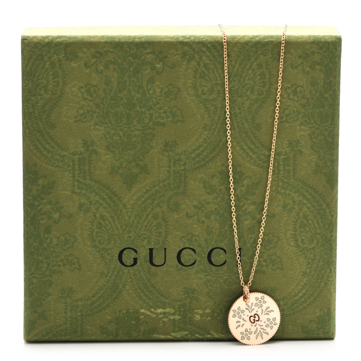 18K Rose Gold Enamel Icon Blooms Necklace White