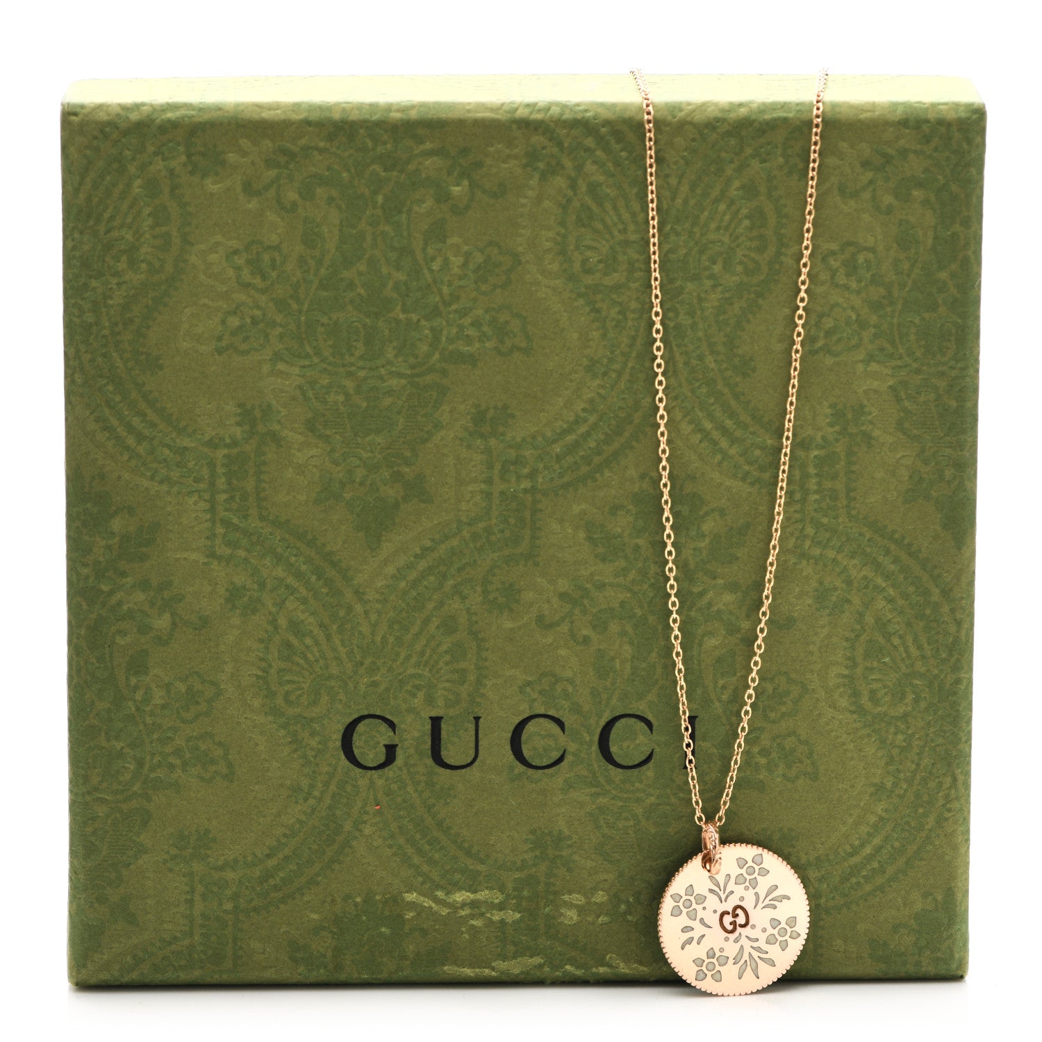 Gucci 18K Rose Gold Enamel Icon Blooms Necklace White 7 of 7