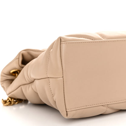 Saint Laurent Lambskin Quilted Small Loulou Puffer Monogram Chain Satchel Dark Beige 9 of 10