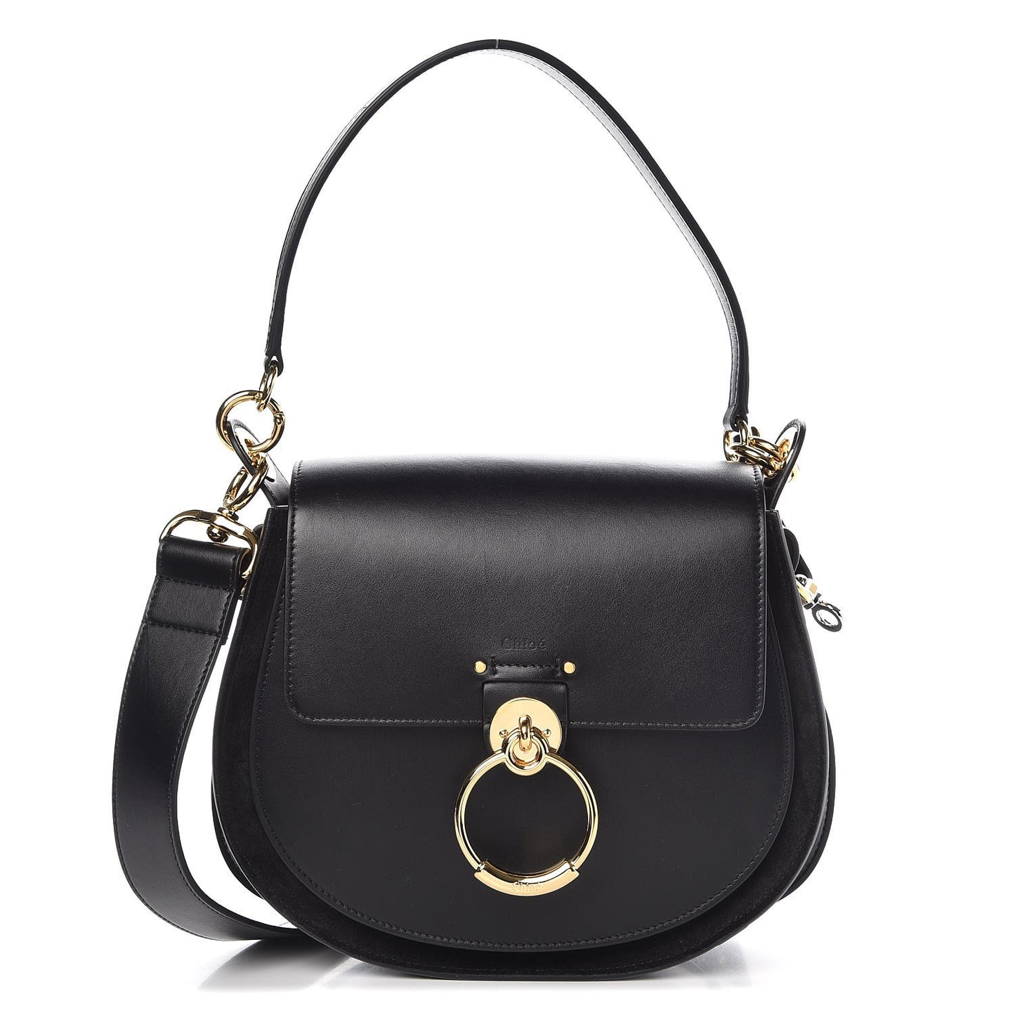 Calfskin Suede Large Tess Bag Black
