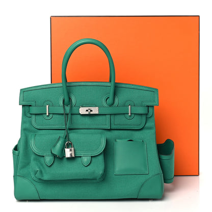 Hermes Toile Goeland Swift Cargo Birkin 35 Vert Vertigo 10 of 10