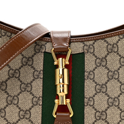 Gucci GG Supreme Monogram Azalea Calfskin Web Small Jackie 1961 Hobo Beige Ebony Brown Sugar 8 of 10