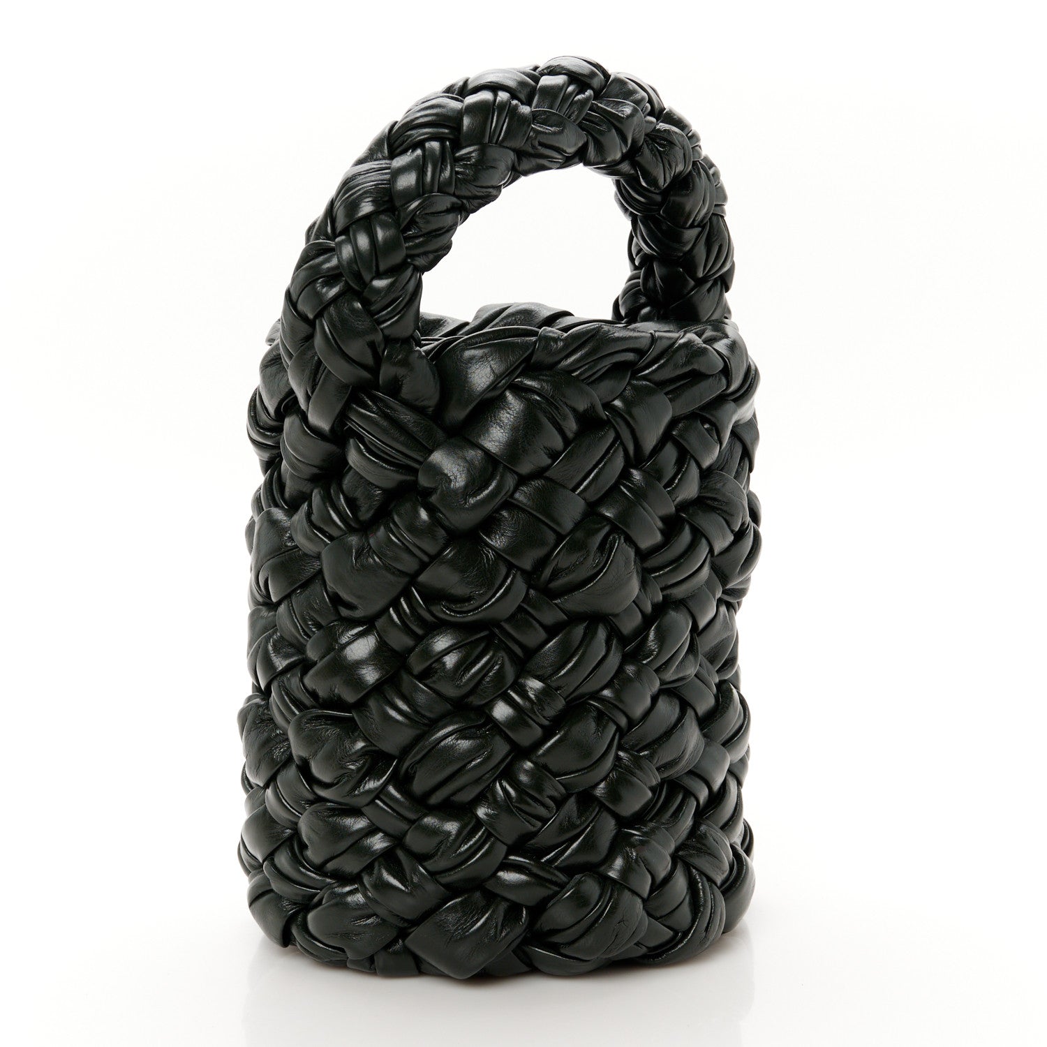 Bottega Veneta Calfskin Intrecciato Kalimero Bucket Bag Dark Green 4 of 11