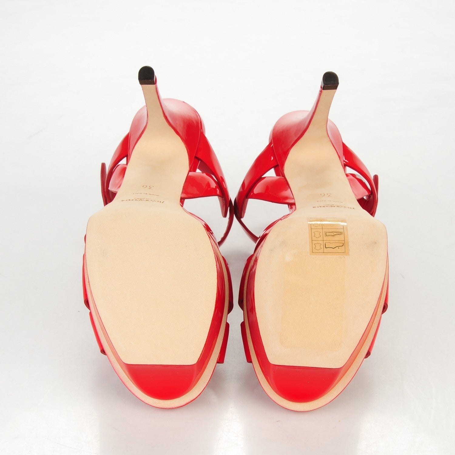 Saint Laurent Vitello Vernice Tribute 75 Platform Sandals 36 Red 5 of 6