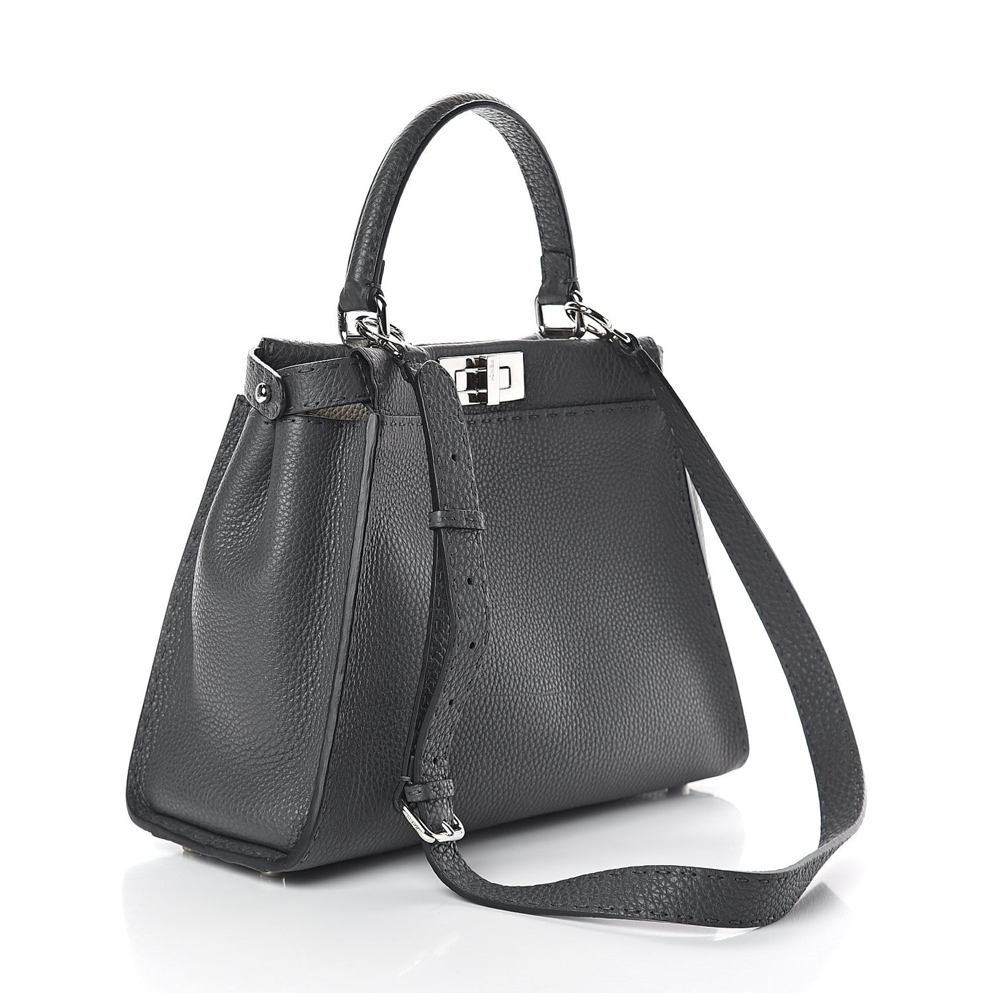Cuoio Romano Selleria Bi-Color Medium Peekaboo Iconic Satchel Asfalto Latte