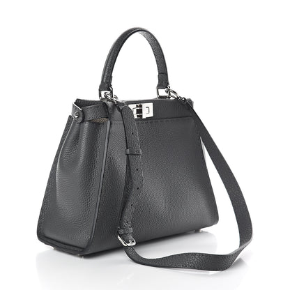 Fendi Cuoio Romano Selleria Bi-Color Medium Peekaboo Iconic Satchel Asfalto Latte 2 of 8
