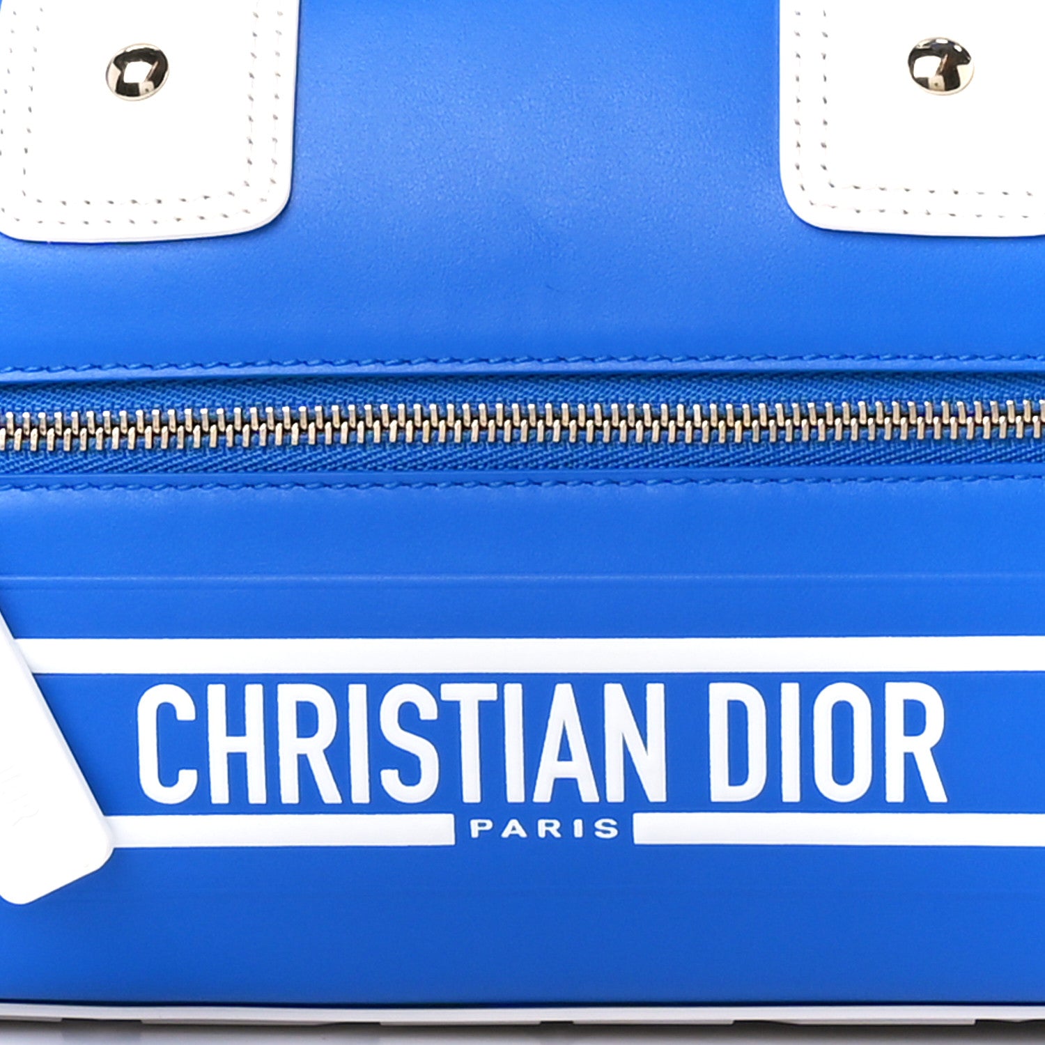 Christian Dior Calfskin Small Dior Vibe Zip Bowling Bag Blue 8 of 10