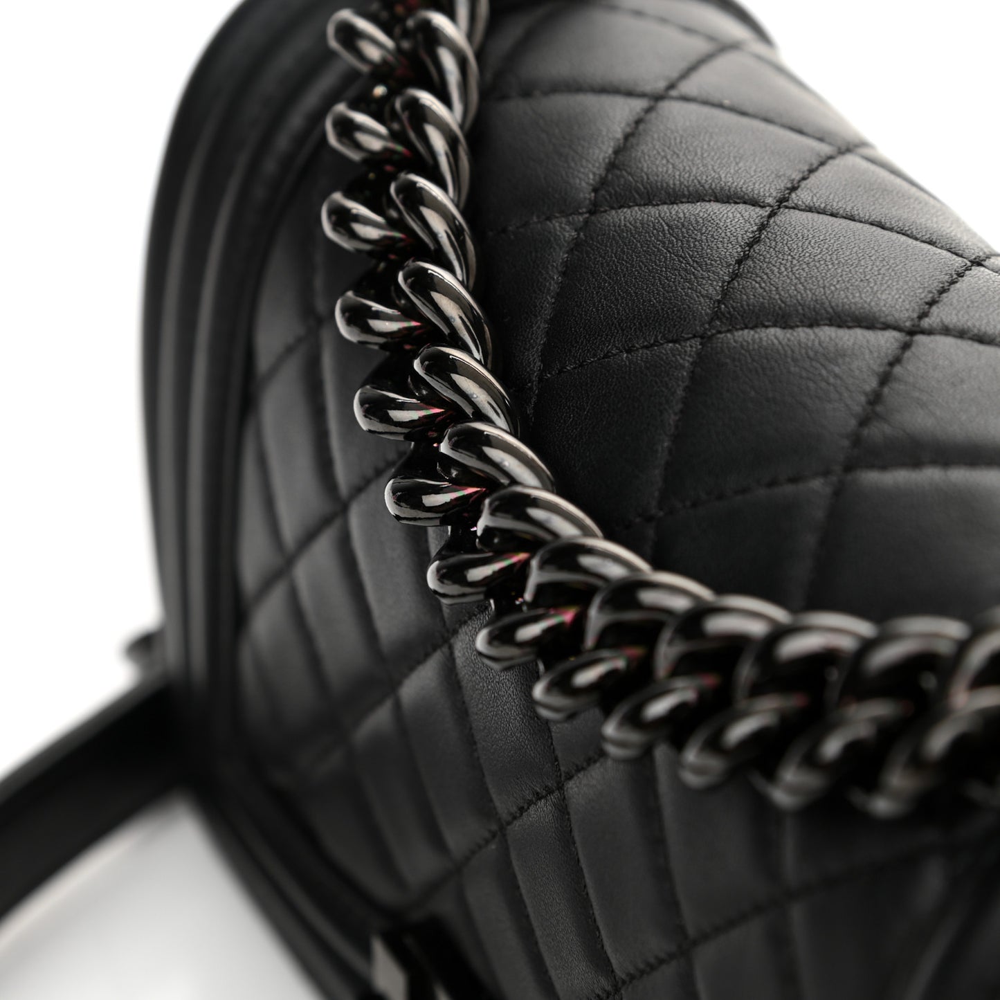 Calfskin Quilted Small Boy Flap So Black