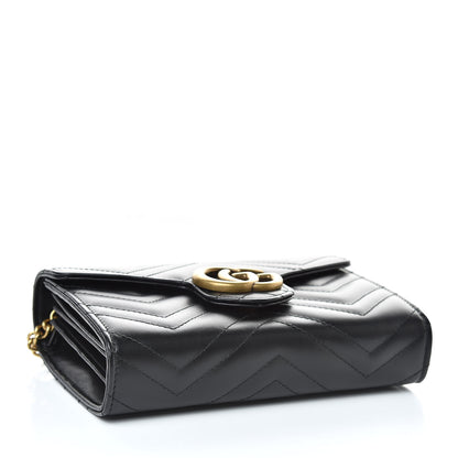 Gucci Calfskin Matelasse GG Marmont Chain Wallet Black 4 of 10