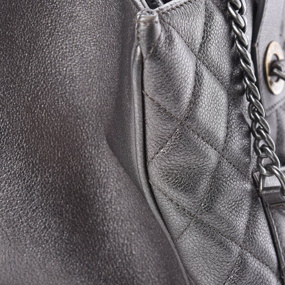 Chanel Metallic Grained Calfskin Quilted Large Casual Pocket Tote Silver 15 of 18