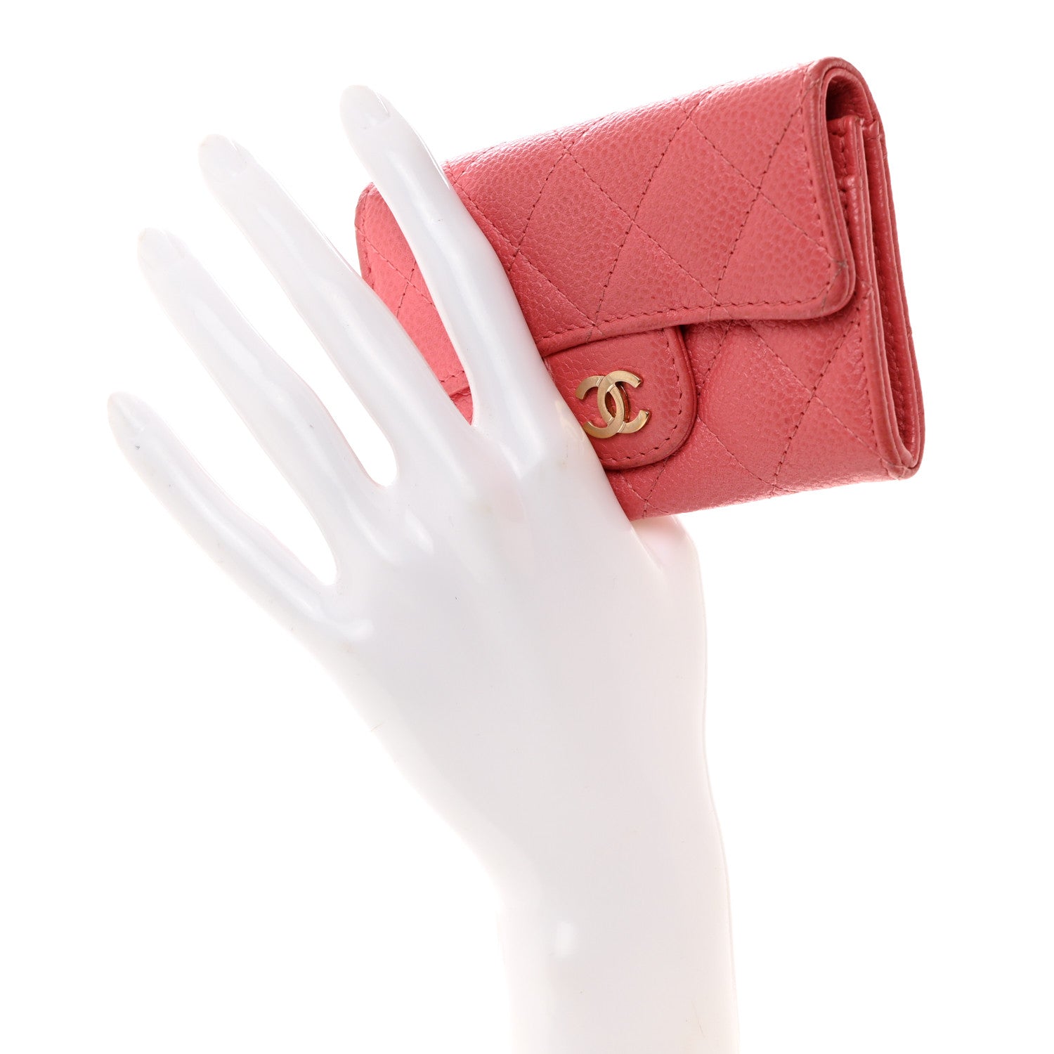 Chanel Caviar Quilted Flap Card Holder Pink 2 of 14