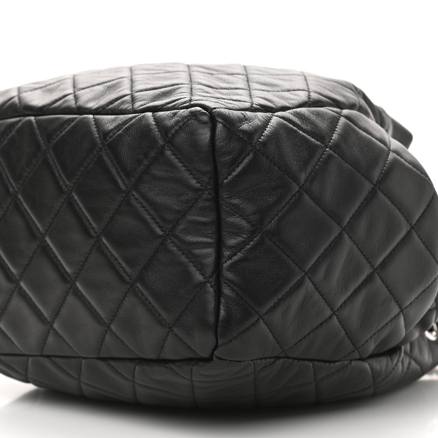 Lambskin Quilted CC Chain Drawstring Tote Black