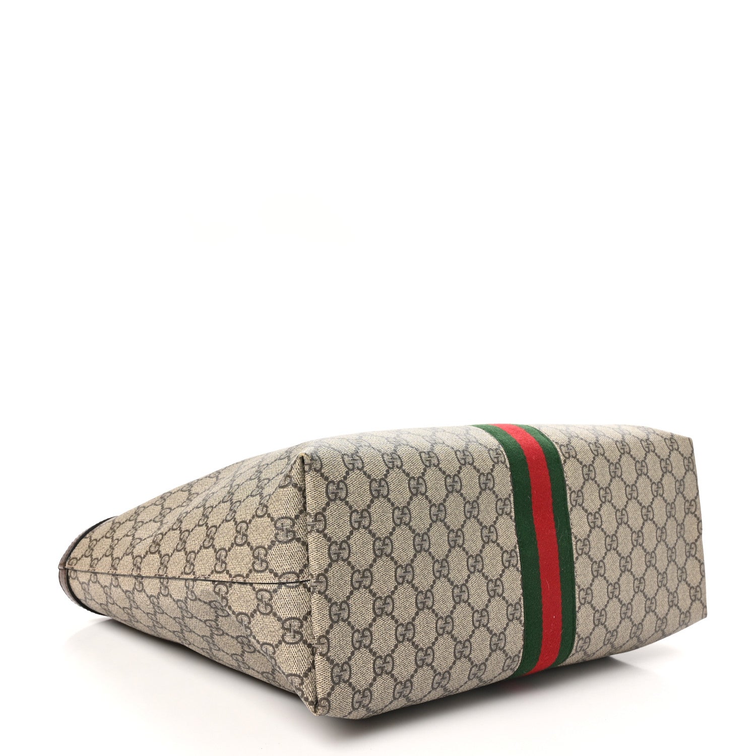 Gucci GG Supreme Monogram Textured Calfskin Web Medium Ophidia Shopping Tote Beige Ebony New Acero 4 of 10