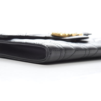 Gucci Calfskin Matelasse Mini Pearly GG Marmont Chain Wallet Black 7 of 9