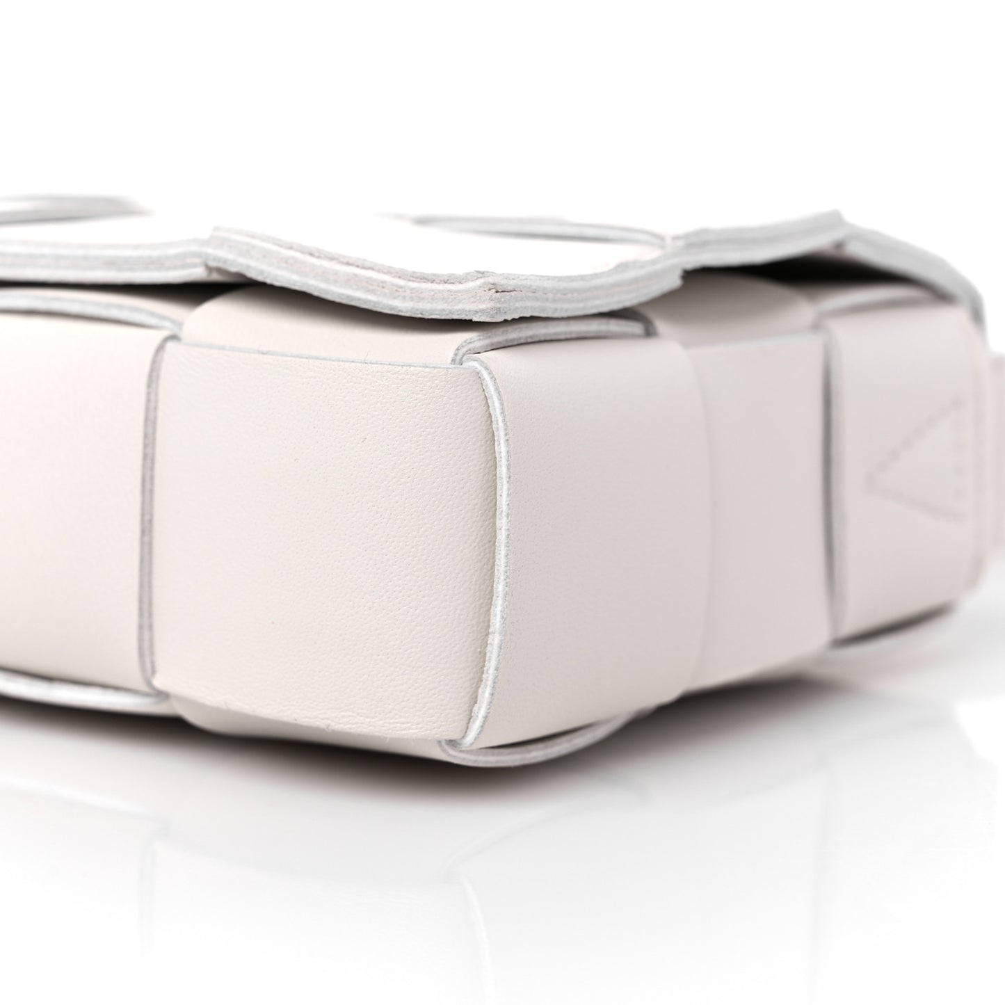 Lambskin Maxi Intrecciato Small Cassette Crossbody Bag White
