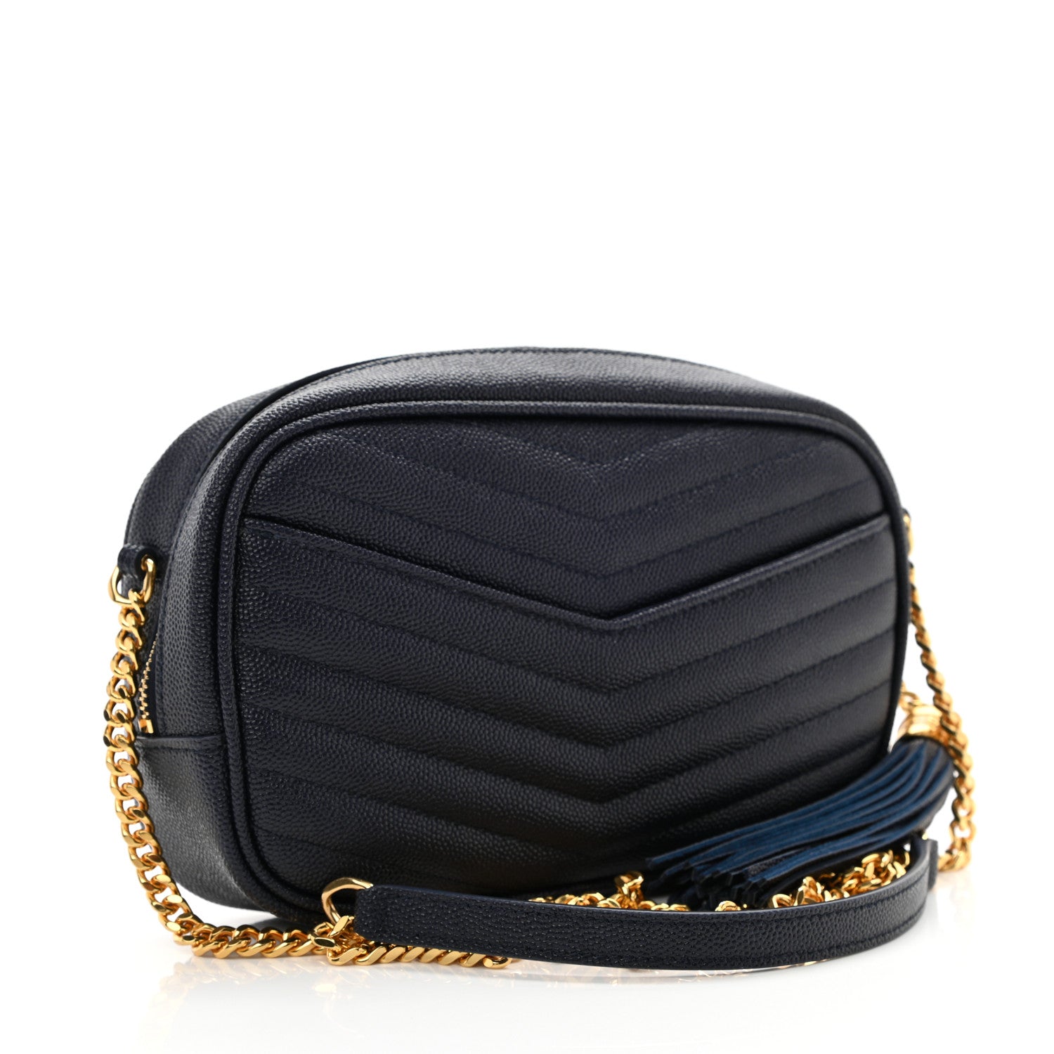 Saint Laurent Grain De Poudre Matelasse Monogram Mini Lou Camera Bag Navy 3 of 11