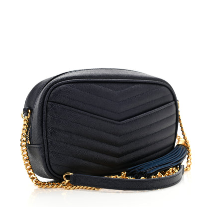 Saint Laurent Grain De Poudre Matelasse Monogram Mini Lou Camera Bag Navy 3 of 11