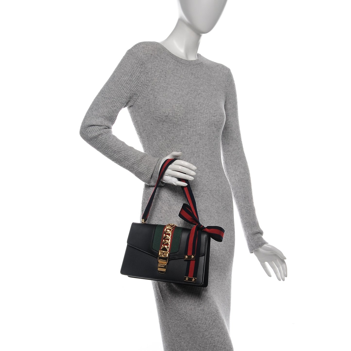 Calfskin Small Sylvie Shoulder Bag Black