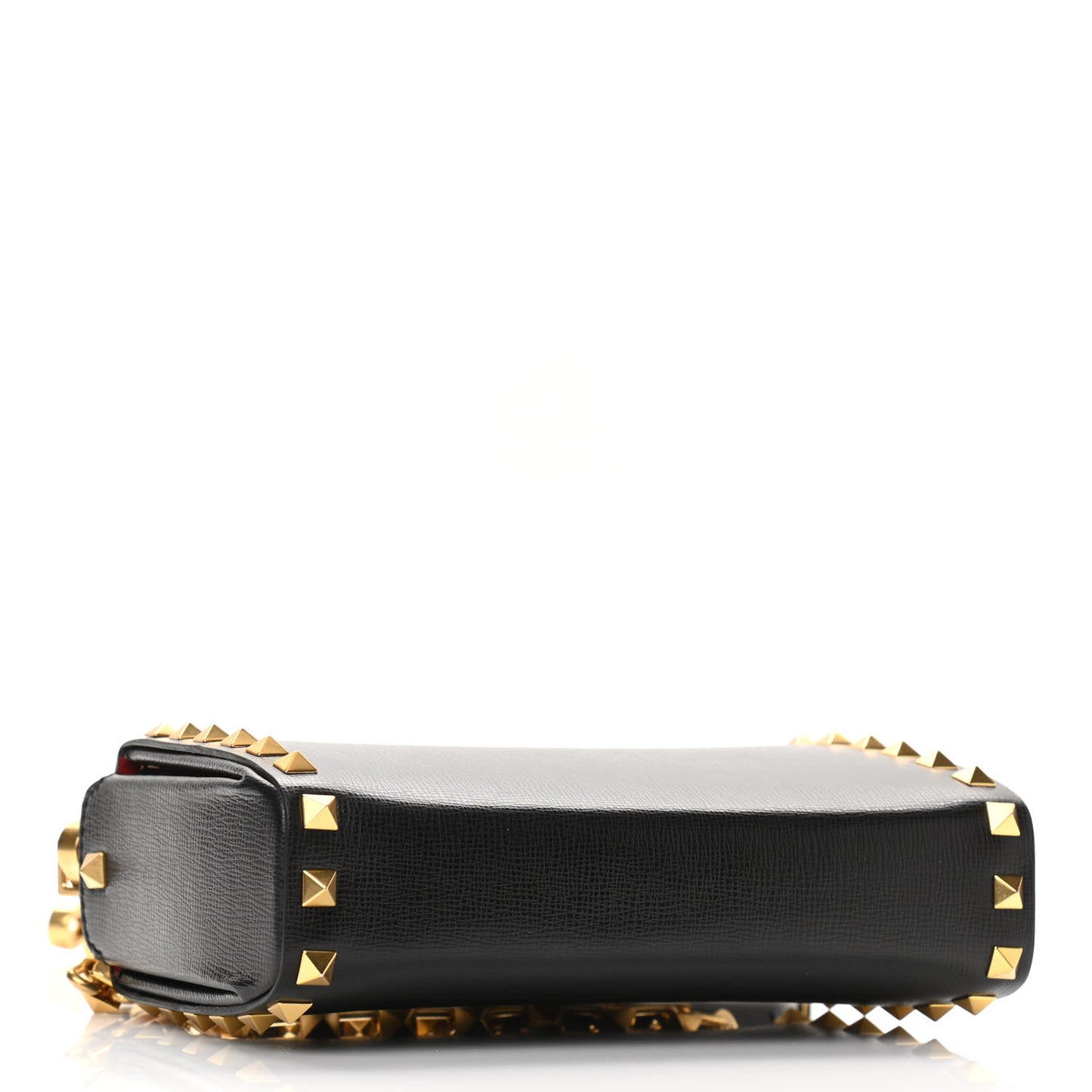 Grainy Calfskin Rockstud Alcove Box Clutch Black