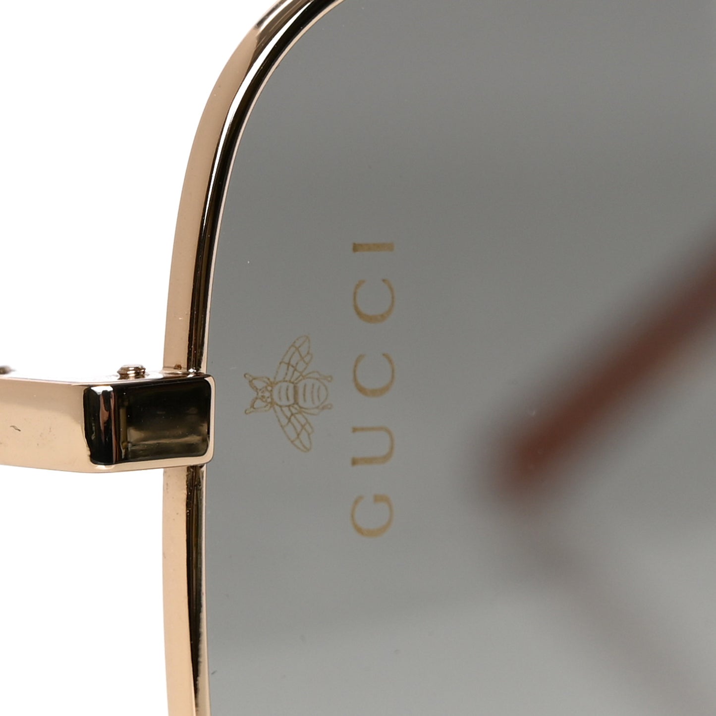 Metal Square Frame Sunglasses GG0443S Gold Grey