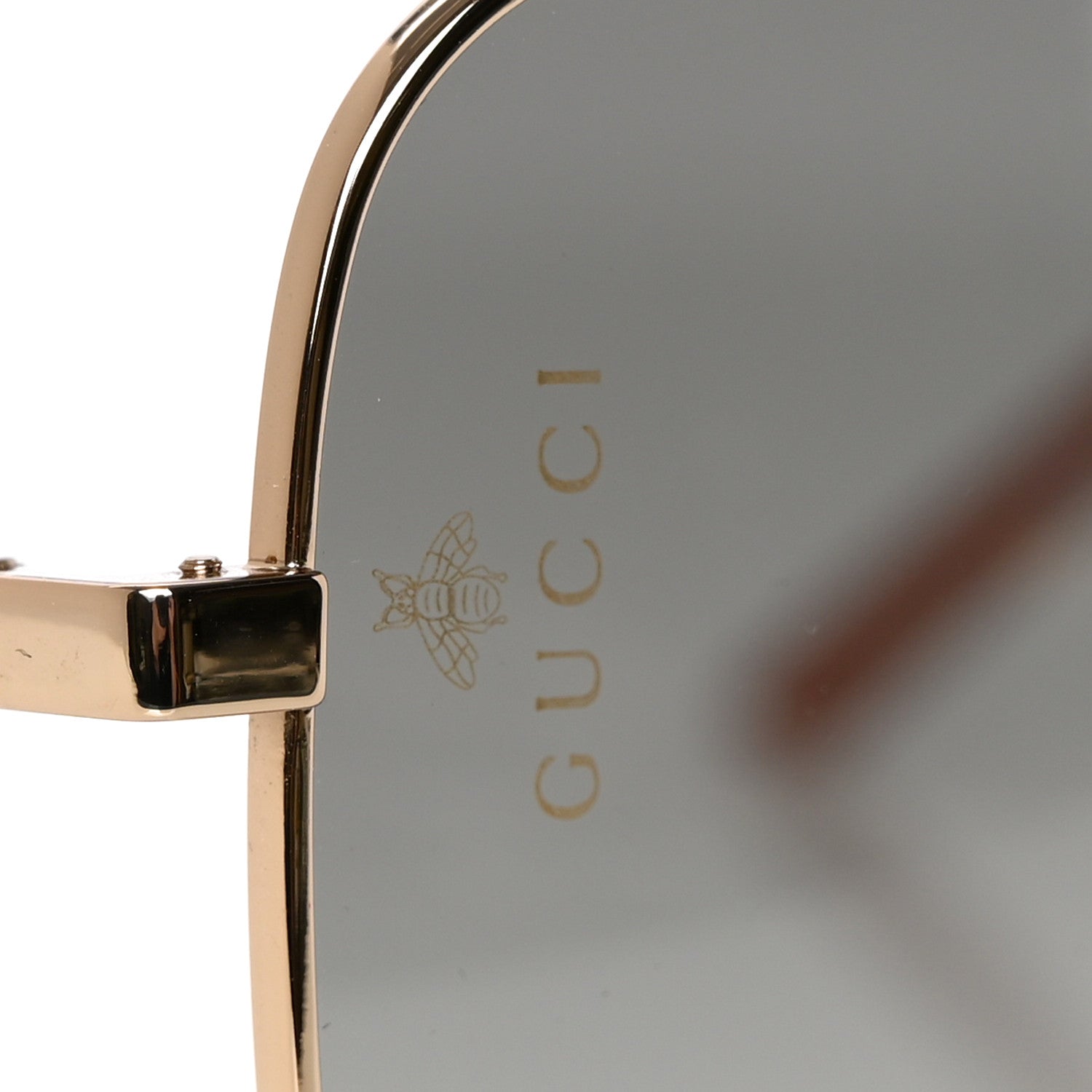 Gucci Metal Square Frame Sunglasses GG0443S Gold Grey 5 of 8
