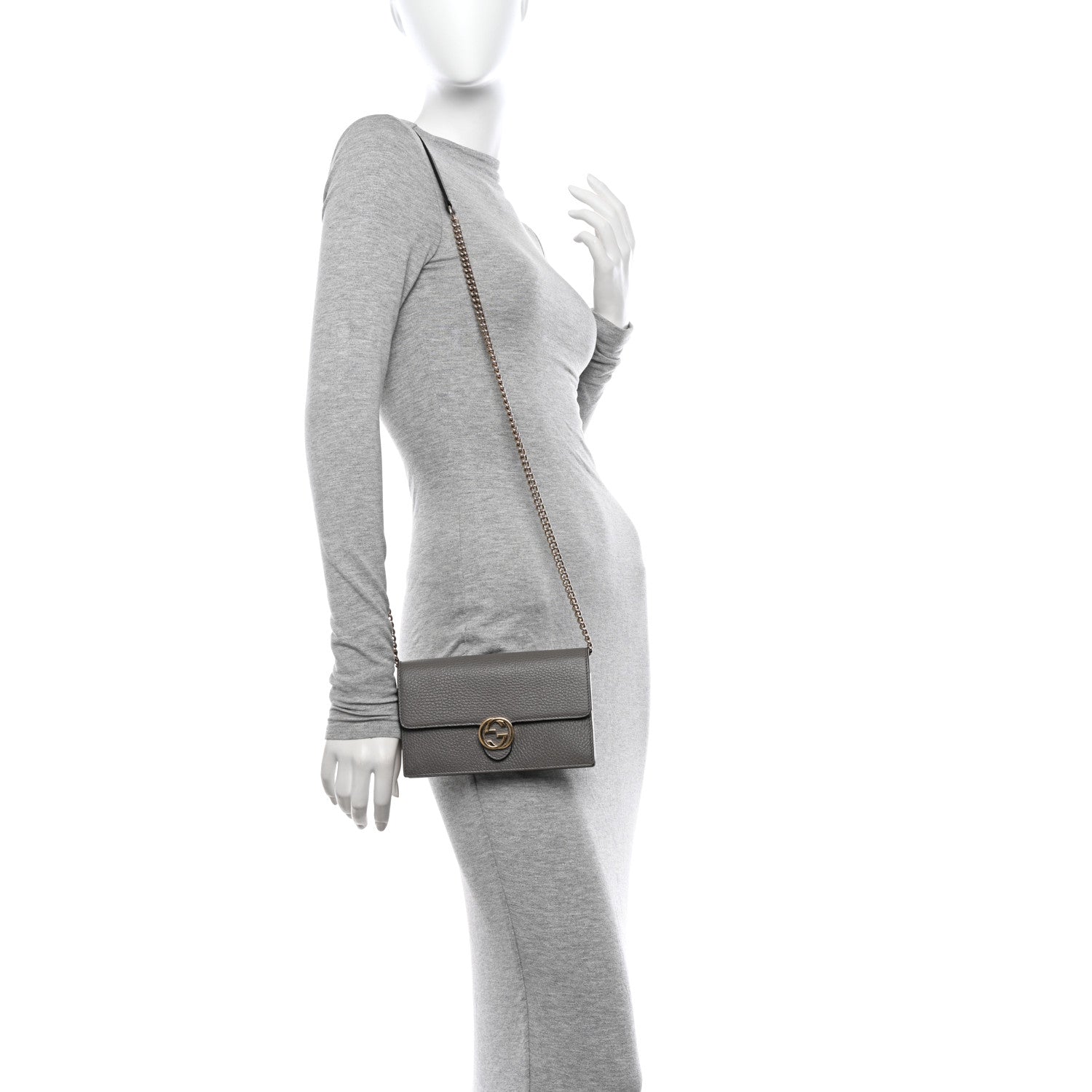 Gucci Dollar Calfskin Interlocking G Chain Wallet Loess 2 of 11