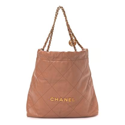 Chanel Shiny Calfskin Quilted Chanel 22 Camel 3 of 10
