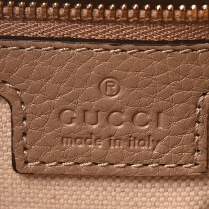 Gucci GG Grainy Calfskin Emblem Small Top Handle Bag Taupe 6 of 10