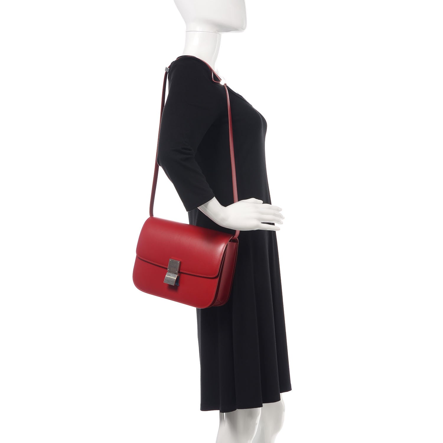 Celine Box Calfskin Medium Classic Box Flap Bag Red 2 of 9