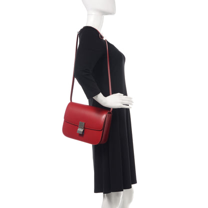 Celine Box Calfskin Medium Classic Box Flap Bag Red 2 of 9