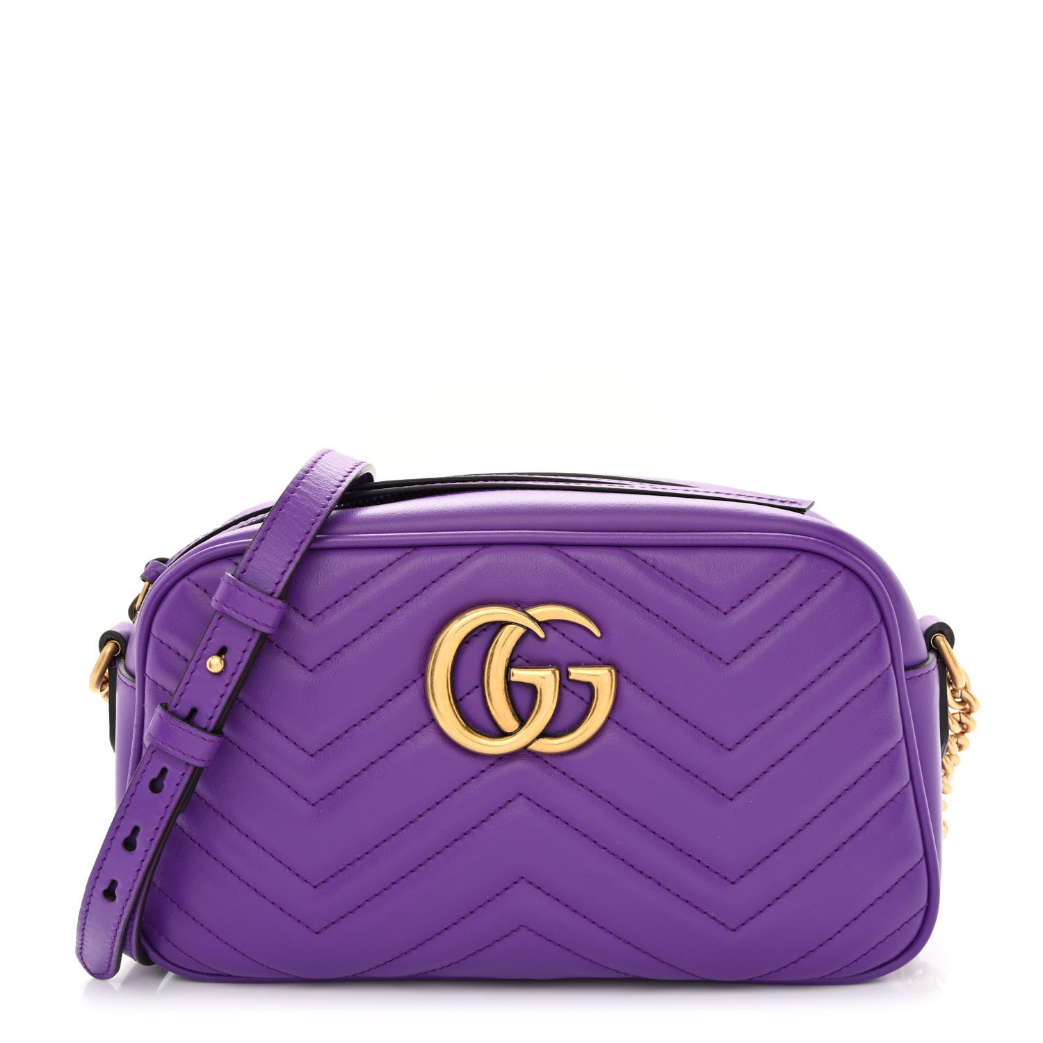Gucci Calfskin Matelasse Small GG Marmont Chain Shoulder Bag Shine Purple 1 of 10
